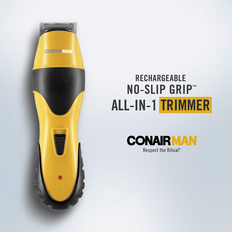 [Australia] - ConairMAN All-in-One Beard Trimmer for Men for Face, Nose and Ear Hair Trimmer,6 piece Men's Grooming Kit, Cordless/Rechargeable Yellow/Black 11 Piece Set 