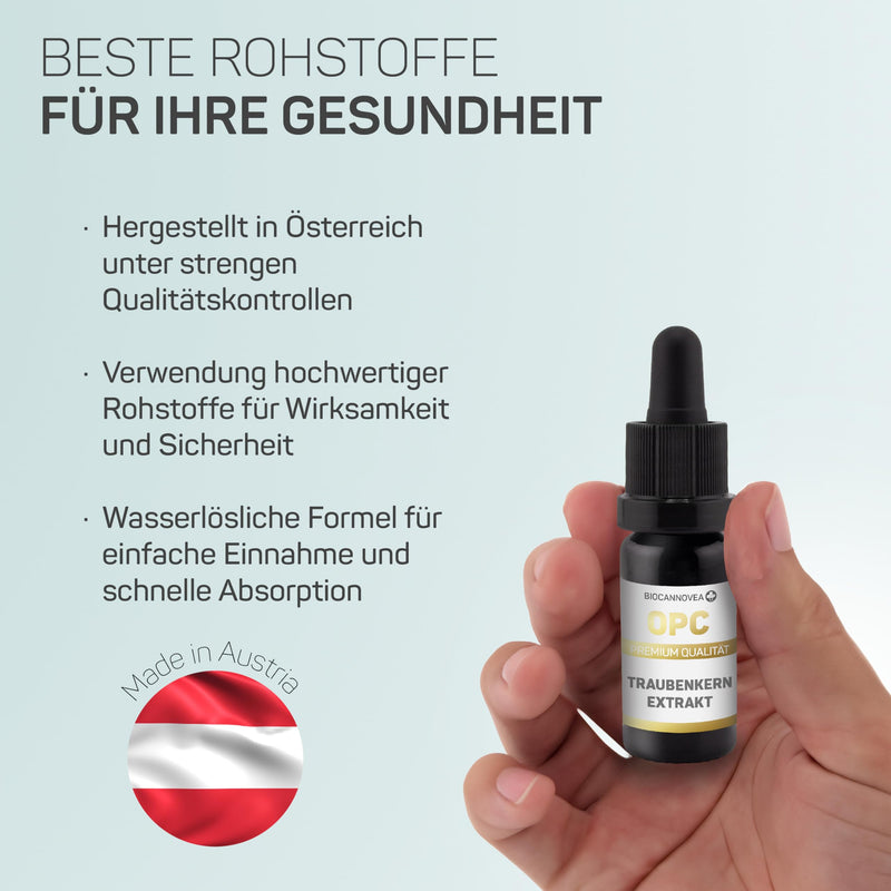 [Australia] - BIOCANNOVEA OPC Grape Seed Extract Drops 10ml, Water Soluble & Micellated | herbal dietary supplement, high bioavailability, strengthens the immune system, cardiovascular system & rejuvenates the skin 