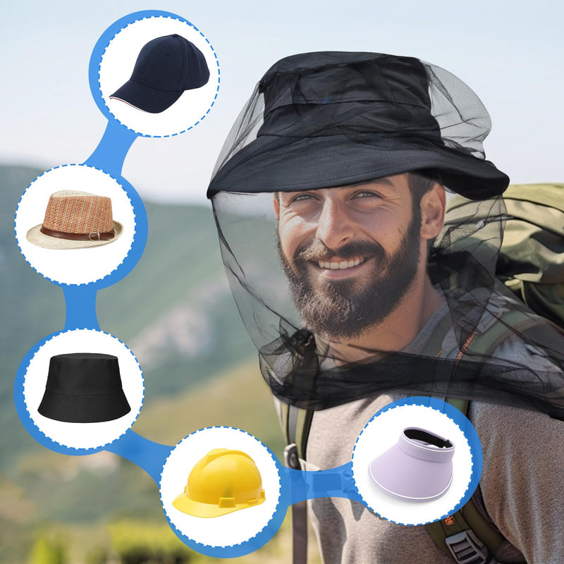 [Australia] - South to East Premium Mosquito Head Net for Insect, 2 Pack, Fly & Bug Protection | Ultra Large & Long, Extra Fine Holes for Camping, Hiking, Finshing, Gardening, Safari, Fits All Hats for Men & Women 2-Pack 