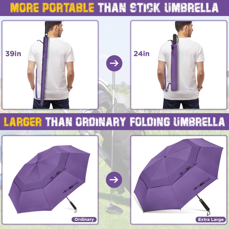ZOMAKE Travel Umbrella Compact - 45/62 Inch Portable Collapsible Umbrellas for Rain Windproof - Paraguas Automatic Small Folding Umbrella Lightweight Packable Umbrella for Women Men(Navy Blue&Purple)