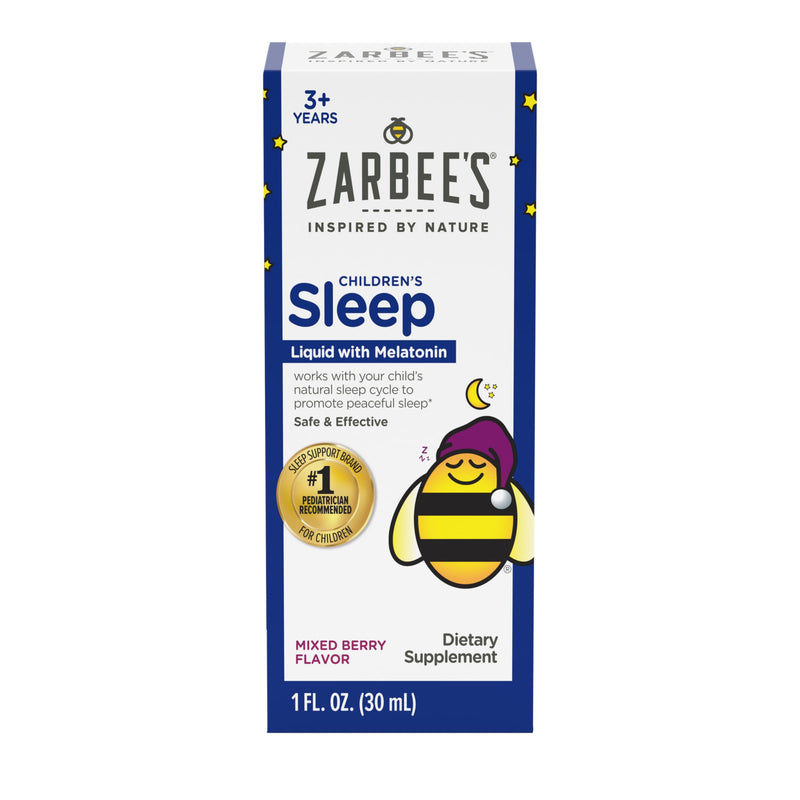 Zarbee's Kids Sleep Supplement Liquid with 1mg Melatonin; Drug-Free & Effective; Easy to Take Natural Berry Flavor for Children Ages 3 and Up; 1 Fl Oz Bottle Berry Liquid 1 Fl Oz (Pack of 1)