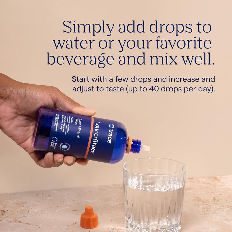 Trace Minerals ConcenTrace Mineral Drops | 118ml Glass Bottle, 48 Servings | Supports Energy, Digestion, Bone Health & Hydration, 70+ Ionic Trace Minerals