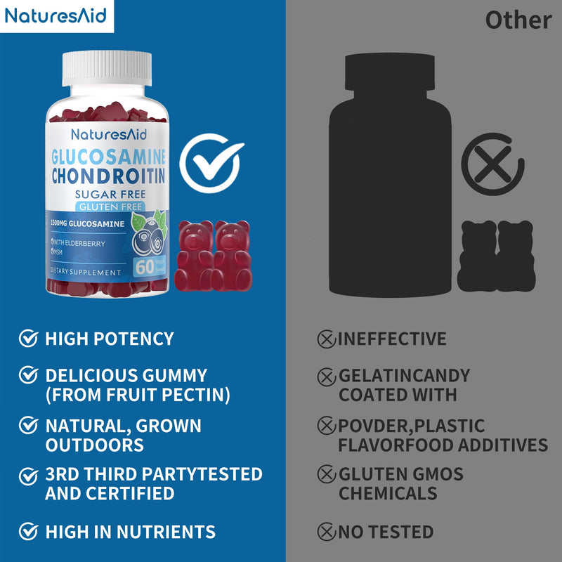 [Australia] - Glucosamine Chondroitin Gummies with MSM & Elderberry Extra Strength - Joint Support, Antioxidant Immune Support Supplement for Adults, Men & Women.(2 Pack) 60 Count (Pack of 2) 