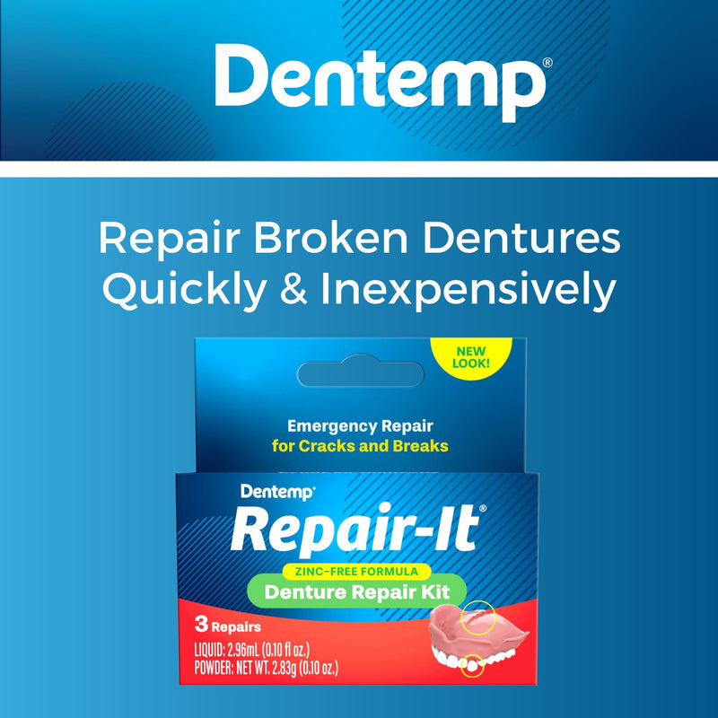 [Australia] - Dentemp Repair Kit - Repair-It Advanced Formula Denture Repair Kit (Pack of 2) - Repairs Broken Dentures, Mends Cracks and Replace Loose Teeth 3 Count (Pack of 2) 