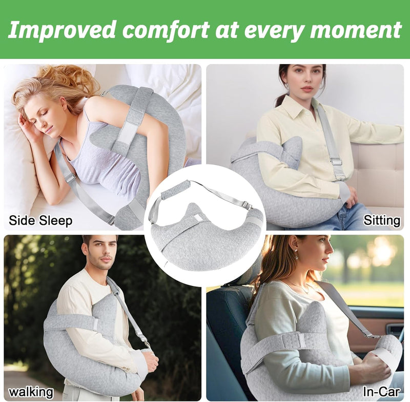 [Australia] - Shoulder Surgery Pillow, Rotator Cuff Pillow for Side Sleeper, Shoulder Pain Relief Removable with Shoulder Strap Support Arm Pillow for Side Sleep and Post Surgery (Light Grey) Light Grey 