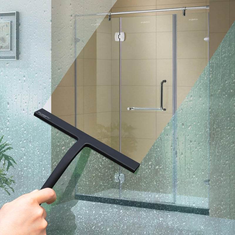 [Australia] - Silicone Rubber Blade & Hook Shower Window Squeegee 11" in Width Silicone Car Squeegee Bathroom Squeegee for Shower Squeegee for Shower Doors Car Window 11 Inch Black 