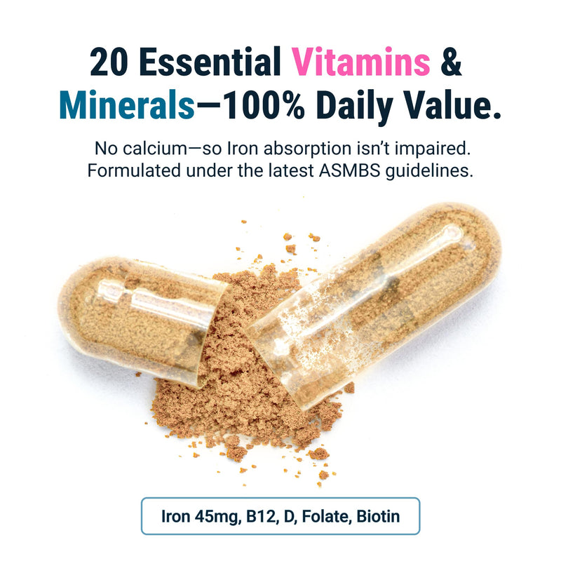 BariatricPal Capsule Bariatric Multivitamin, 1 per Day, 45mg Iron, 30 Ct 30 Count (Pack of 1)