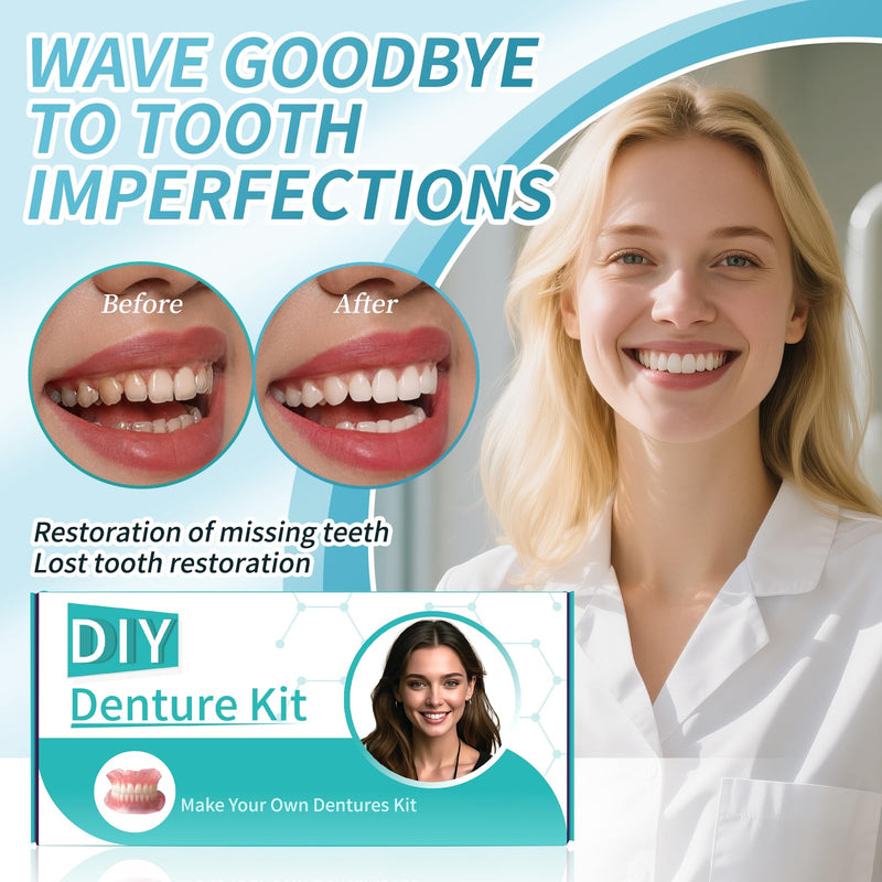 [Australia] - Dentures DIY Kit, Create Your Perfect Smile at Home: DIY Denture Fake Teeth Kit - Easy, Affordable, and Customizable Denture Solution-XX03 