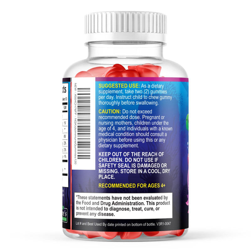 Kids Immune Support Supplement Gummies - Daily Childrens Vitamins C, Zinc & Echinacea - Gummy for Kids Immune Support, Ages 4 and Up, Natural Berry Flavor, Non-GMO, Gluten-Free & Vegan - 120 Gummies 120 Count (Pack of 1)