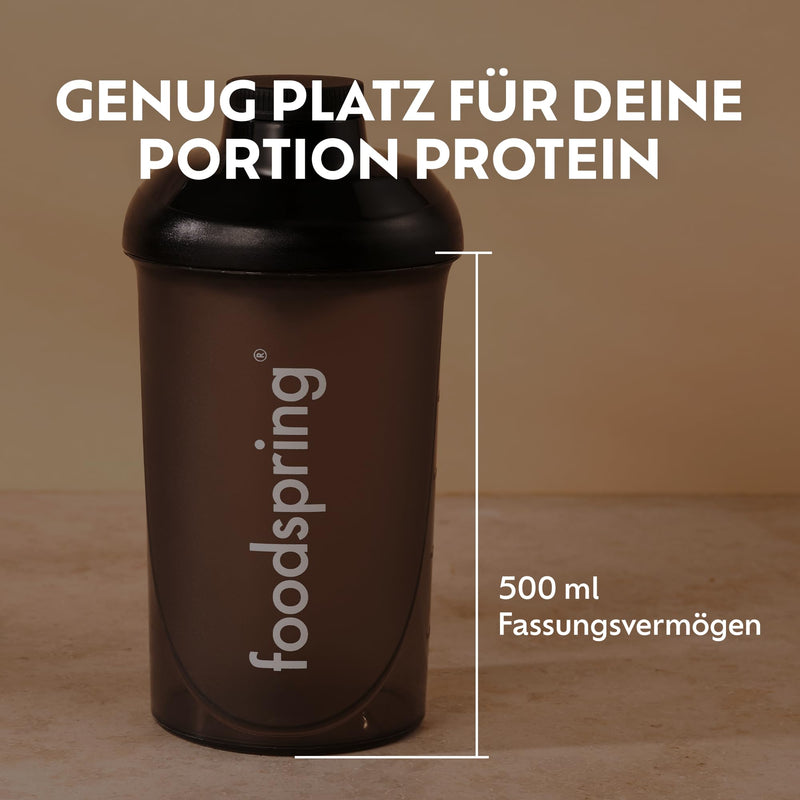 [Australia] - foodspring protein shaker, 500ml, BPA-free, easy to clean - dishwasher-safe protein shaker - black 