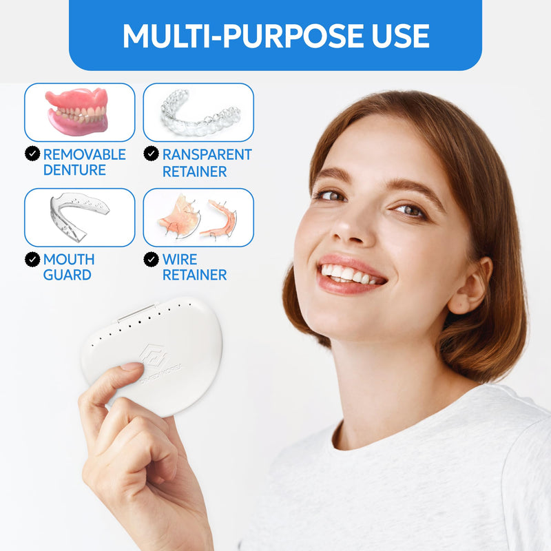 [Australia] - Denture storage case – Hygienic & Protective Denture Bath Cup – Travel-Friendly Orthodontic Dental Retainer Container, Portable, Secure for Invisalign, Mouth guards, Braces – Easy to Use 