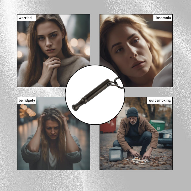 [Australia] - YueJieSelected smoking cessation aid, stainless steel quit smoking necklace, original smoking cessation breathing necklace, anti-smoking breathing chain, stress-relieving against anxiety breathing necklace black 