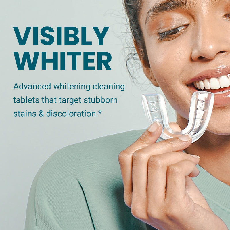 Overnight + Whitening Retainer Cleaner Tablets, Mint, 4 Month Supply by M3 | Compatible with Retainer Cleaner Machine & Ultrasonic Retainer Cleaner, Helps Remove Tough Stains, Buildup, Odors & Plaque Overnight Whitening (120 Count)