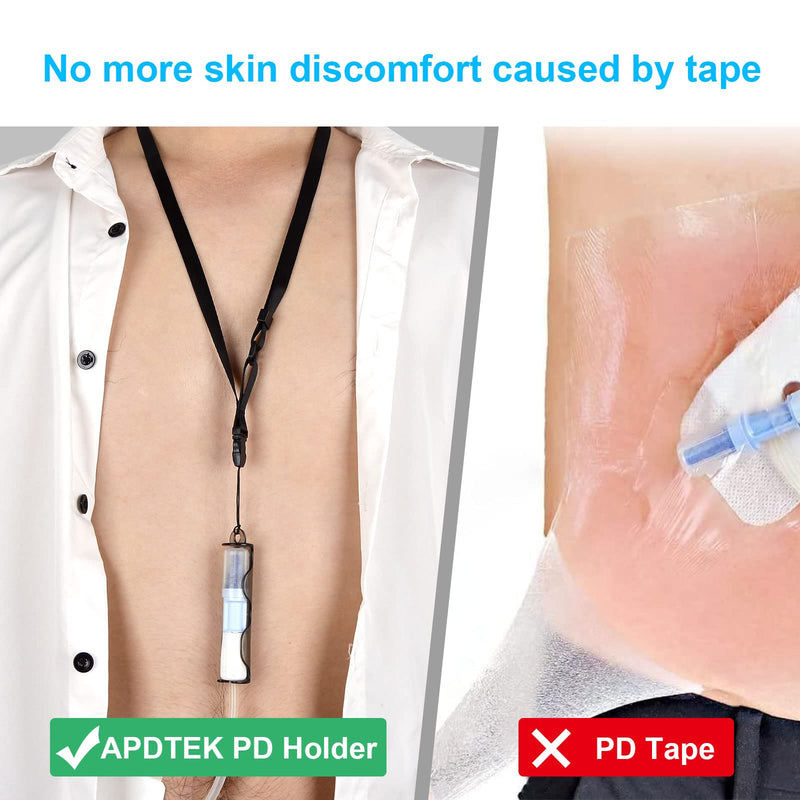[Australia] - Peritoneal Dialysis Transfer Set Catheter Holder Accessories for Baxter 5C4482 5C4483, PD Secure Shower Support for Men Women with 2 PCS Ajustable Neck Lanyards - Black 