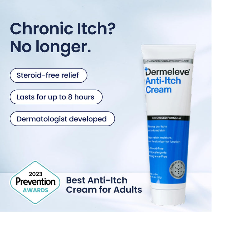 [Australia] - Dermeleve Steroid Free Anti-Itch Cream | Extra Strength for Psoriasis, Seborrheic Dermatitis, Viral Rash, Bug Bites, Allergy, Chronic Hives, Neuropathy (Nerve) | Full Body Itch Relief | 2 oz (1 Pack) 1 Pack 