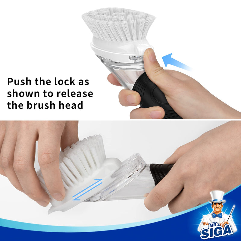 [Australia] - MR.SIGA Soap Dispensing Dish Brush Refills, 4 Pack White 