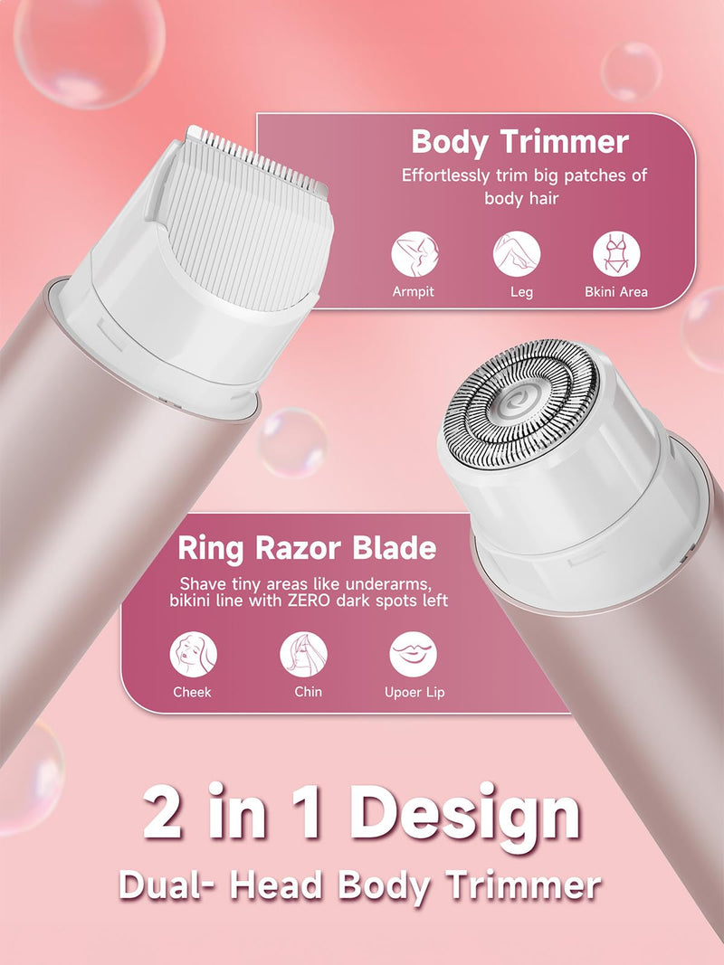 [Australia] - Bikini Trimmer for Women,Shaver with Dual Heads for Body Pubic Hair,Electric Razors for Women,Facial Razor for Travel,IPX7 Waterproof,Smooth Ceramic Blade for Underarm Body Leg Face (Mist Pink) Mist Pink 