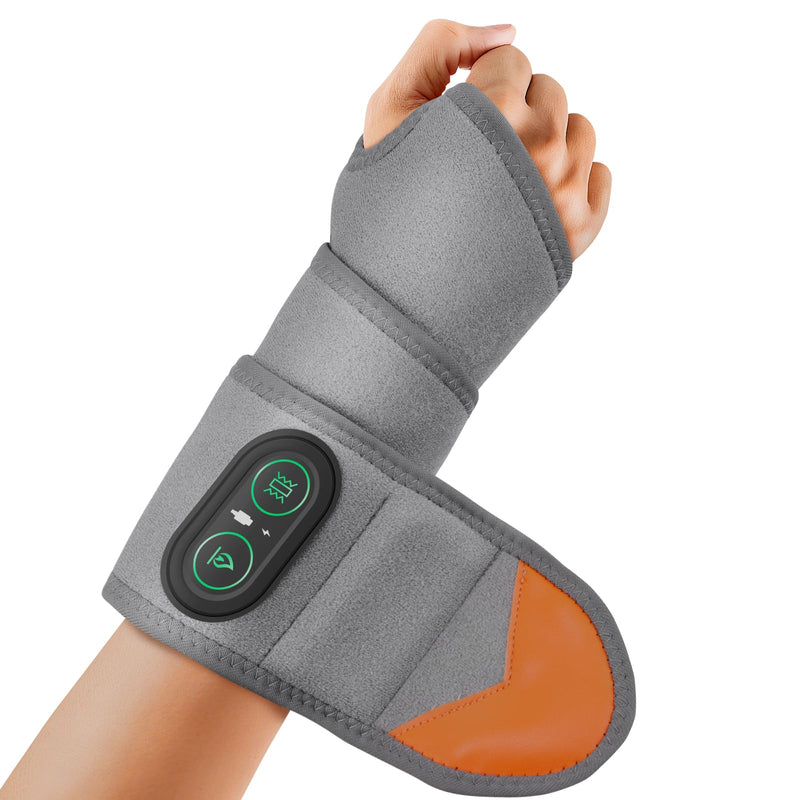 Cordless Wrist Heating Pad for Pain Relief, Wrist Massager for Carpal Tunnel, Heated Wrist Wrap Brace for Arthritis, Red Light Therapy Wrist Brace with 3000mAh Rechargeable, Gray