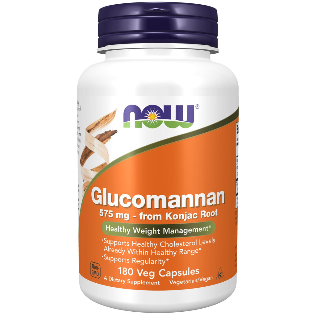 NOW Supplements, Glucomannan (Amorphophallus konjac) 575 mg, Supports Regularity*, Healthy Weight Management*, 180 Veg Capsules 180 Count (Pack of 1)