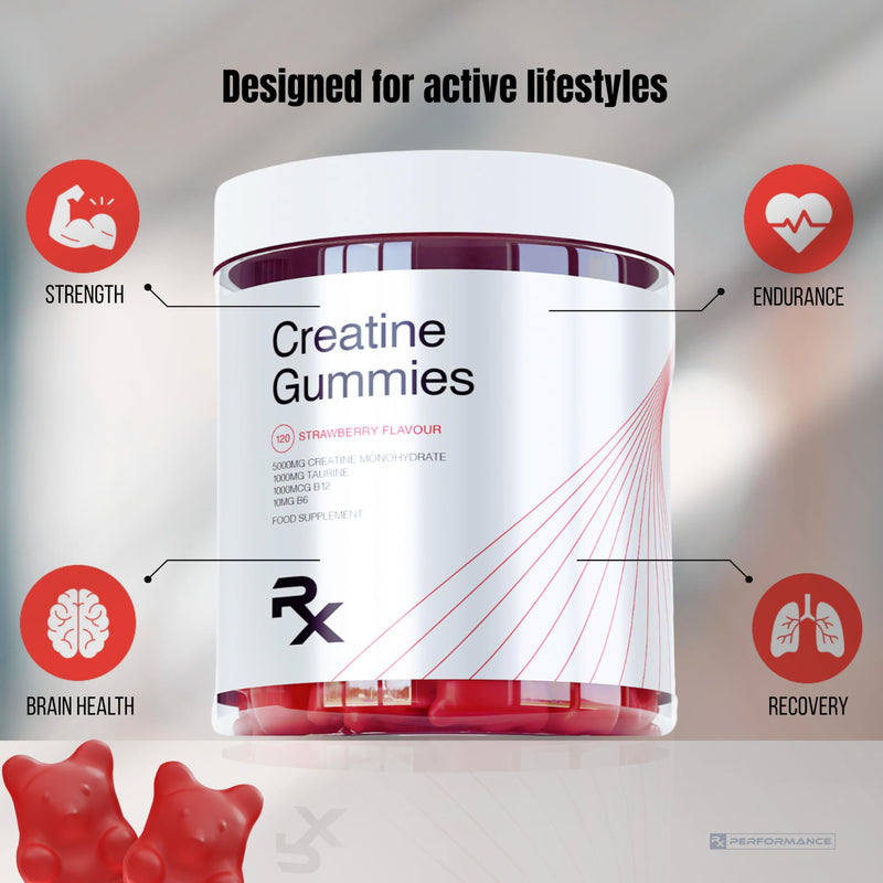 Creatine Gummies 5000mg – Chewable Creatine Supplement 1 Month Supply for Men and Women. Plus B12, B6 & Taurine. 120 Sugar Free & Vegan Creatine Monohydrate Gummies (120 Count, Strawberry) 120 count (Pack of 1)