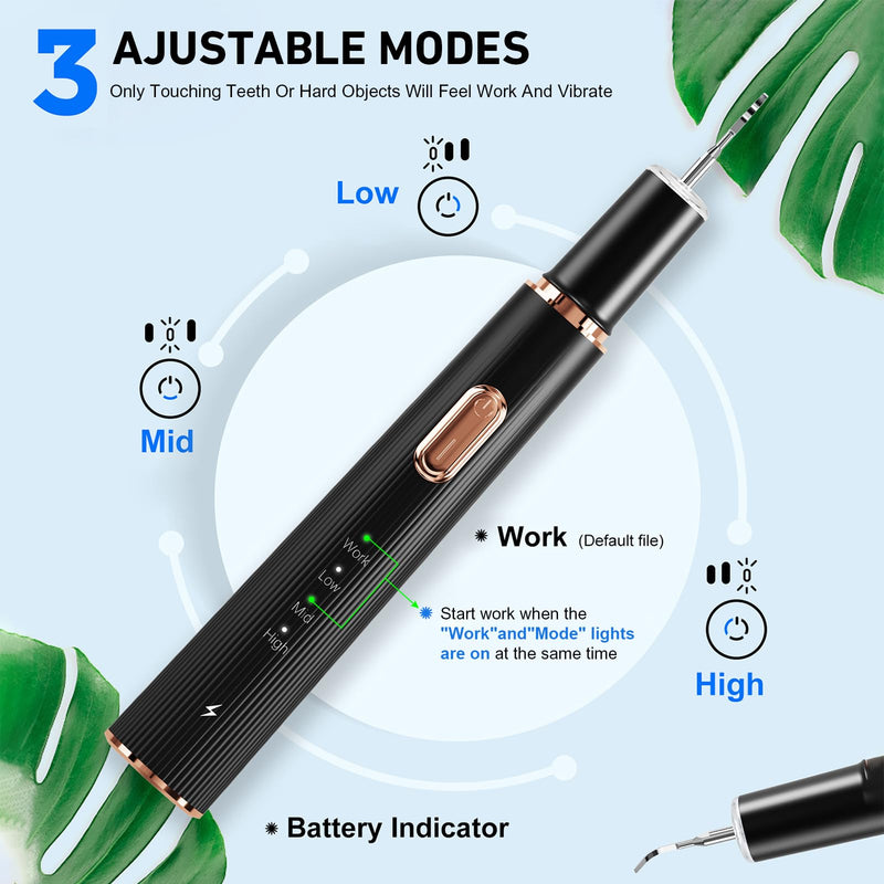 [Australia] - Plaque Remover for Teeth, Tartar Remover for Teeth Cleaning with 4 Replaceable Heads and 3 Adjustable Modes, Rechargeable Teeth Cleaning Plaque Remover for Home 