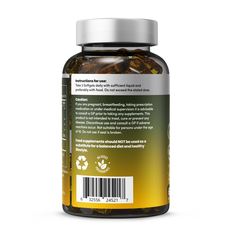 HealthEssent Omega 3 Vegan Complex - Algae Oil Omega 3 with EPA DHA and Vitamin E, 1000mg Algae Based Fatty Acids Supplements for Heart, Brain and Joint Health, Non-GMO & Halal – 60 Softgels