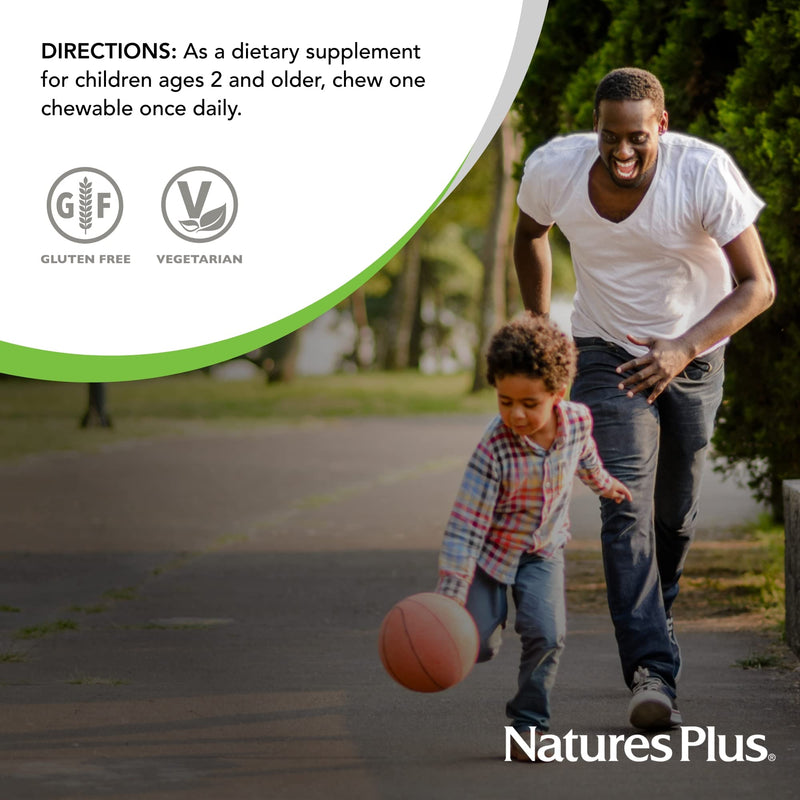 [Australia] - Natures Plus Animal Parade Sugar-Free Children's Vitamin D3-500 IU - Black Cherry Flavor - 90 Chewable Animal Shaped Tablets - Bone Health & Immune System Support - 90 Servings 