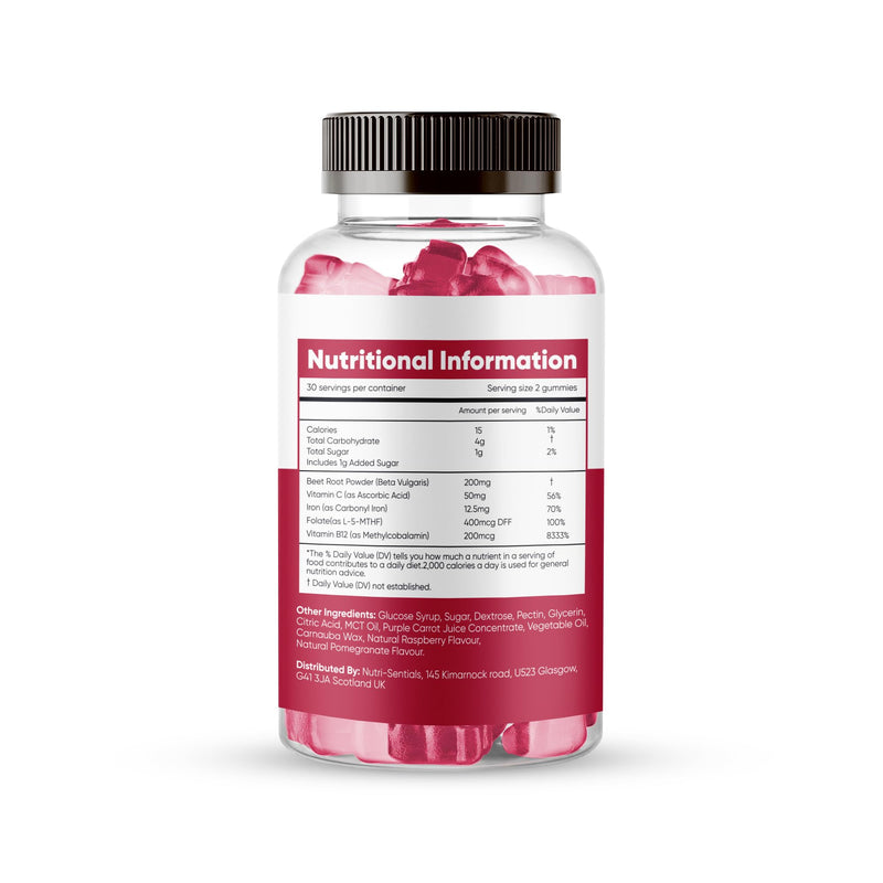 Organic Beet Root Gummies 200mg- Superfood Beets Supplement with Iron for Heart Health & Blood Pressure Support- Nitric Oxide Beets Iron Gummies for Energy & Stamina Boost- Vegan, Non-GMO- 60 Gummy