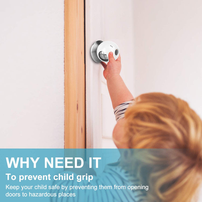 [Australia] - Door Knob Safety Cover for Kids (4 Pack) New Shape & Structure Design Child Door Knob Covers Prevent Children from Opening Doors Baby Safety Door Knob Locks Fit Most Knobs White 4 Pack 