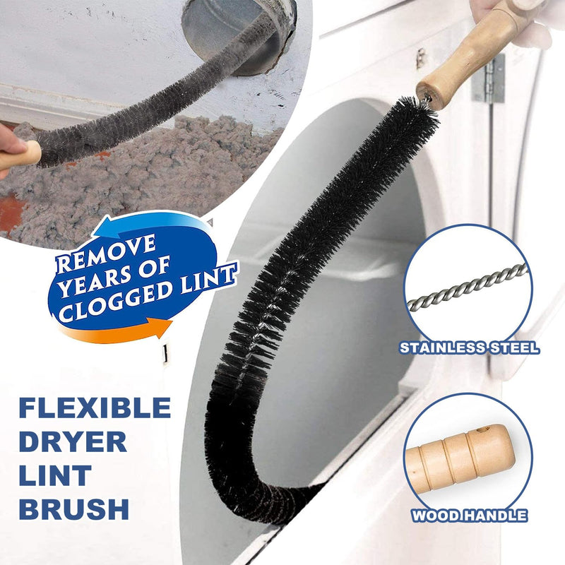 [Australia] - Sealegend 2 Pieces Dryer Vent Cleaner Kit Vacuum Attachment Hose with Brush, Dryer Cleaning Brush Lint Remover Hose Black 
