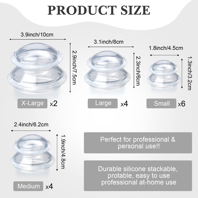 [Australia] - Syhood 16 Pcs 4 Sizes Cupping Therapy Set Silicone Cupping Massage Cups Professional Therapy Studio and Household Set for Cellulite Reduction Body Myofascial Muscle Nerve Joint Pain 
