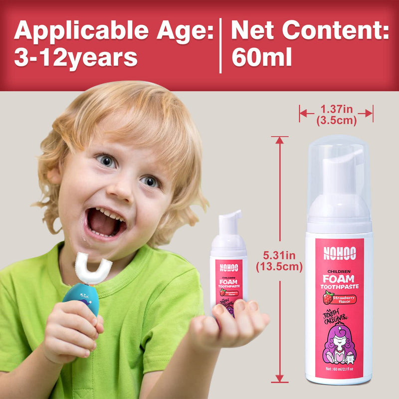 [Australia] - NOHOO Fluoride Free Foam Toothpaste Kids Fruit Flavour,Natural Training Toothpaste for Baby Toddler Children Oral Cleaning and Cavity Protection Strawberry Orange Peach Cantaloupe Strawberry+Orange+Peach+Cantaloupe 2.1 Fl Oz (Pack of 4) 