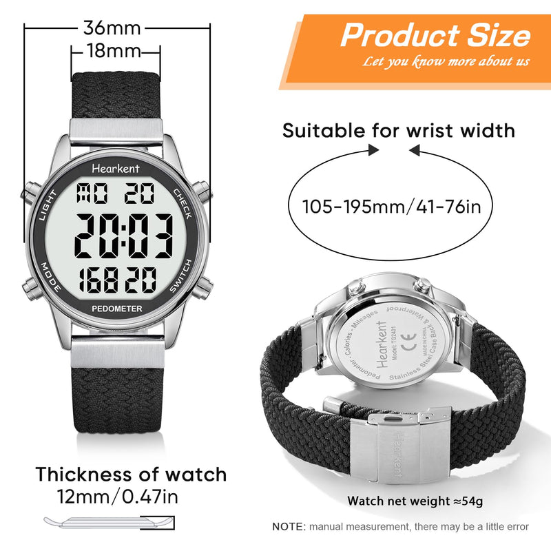 [Australia] - Women Pedometer Watch-Step Tracker Watch with Calories Counter-Non Bluetooth Pedometer Watches-LCD Large Numbers-30M Waterproof Watch-Sport Pedometer Watch Step Counter for Walking Black 
