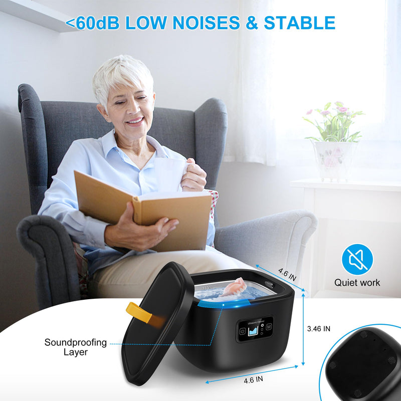 [Australia] - Ultrasonic Retainer Cleaner for Invisalign, Denture, Mouth Guard, Aligner, Toothbrush Head, 43kHz Newly Upgraded Ultrasonic Retainer Cleaner Machine, UV Ultrasonic Jewelry Cleaner with 255ML3 