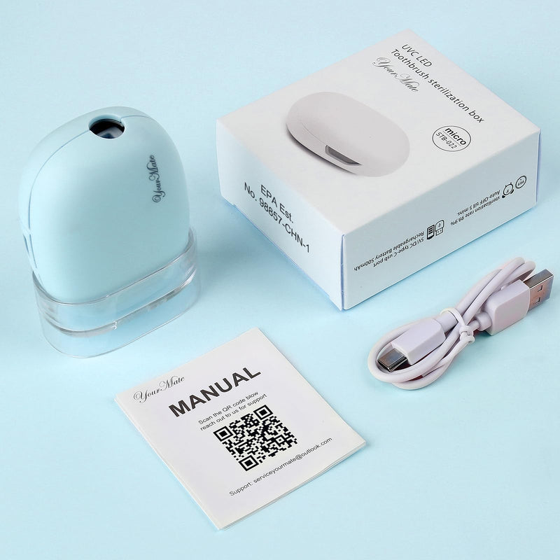 [Australia] - YourMate Rechargerable Toothbrush Sanitizer Case Travel Toothbrush Covers Case with Holder for Houshold and Traveling or Business Trip Blue 