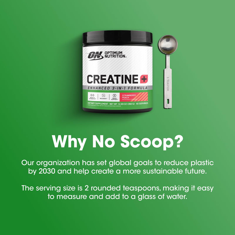 [Australia] - Optimum Nutrition Creatine Monohydrate Plus Powder, Strawberry Peach Flavored Creatine Performance Blend, with Electrolytes for Hydration, Added Vitamins, 40 Servings, 360 Grams (Packaging May Vary) 360 Gram (Pack of 1) 