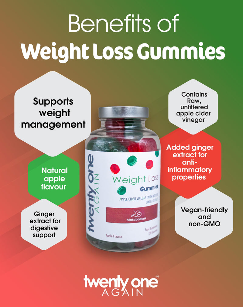 Apple Cider Vinegar Gummies with Ginger – Natural Apple Flavour – 120 Chewable Gummies – Detox, Digestion & Weight Management Support
