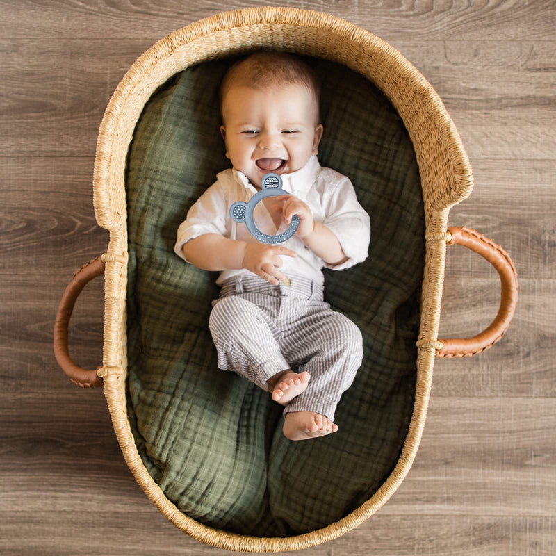 [Australia] - Baby Teething Toys for Babies 0-6 Months Set of 3, Baby Toys 6 to 12 Months, BPA Free Soft and Textured Bear Ring Silicone Teether Relief Soothing Sore Gums Chew Infant Toys 