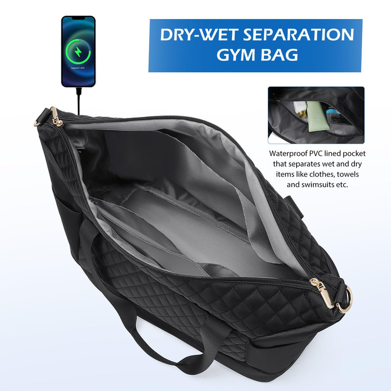 15.6Inch Laptop Backpack for Women Men Travel Duffel Bag for Women Weekender Overnight Carry on Tote with Shoe Compartment Wet Pocket