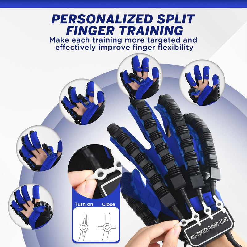 [Australia] - Hand Reha/bilitation Robot Gloves, Hot Compress Massage Function, 9-Level Strength Adjustment Equipment, Suitable for Physical Therapy of Hand Stroke (Right Hand-L) HS-J5173 