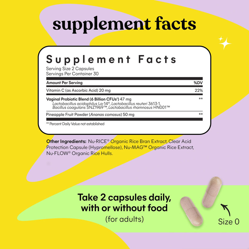 [Australia] - Lemme Purr Vaginal Probiotics for Women - Promotes pH Balance, Healthy Vaginal Odor & Urinary Tract Health w/Lactobacillus Blend, Clinically Tested Strains, Pineapple & Vitamin C - 60 Veggie Capsules 
