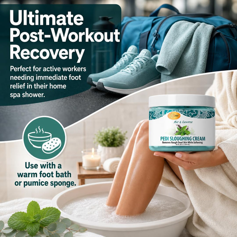SPA REDI Exfoliating Foot Cream – Pumice & Amino Acid Callus Remover for Dry, Cracked Heels | Dual-Action Sloughing & Deep Hydration | Mint & Eucalyptus | Cruelty-Free | Made in USA | 16 oz