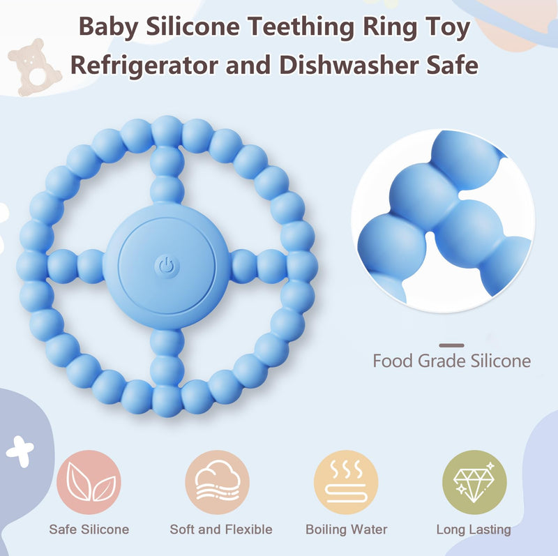 [Australia] - Vibrating Sensory Chew Toy, Teether Teething Toys for Babies6-12 8-18 Months, Sensory Toys for Kids with Autism&Toddler Travel Essential,1-2 Year Old Christmas Boys Girls Gifts idea(Blue) Blue 