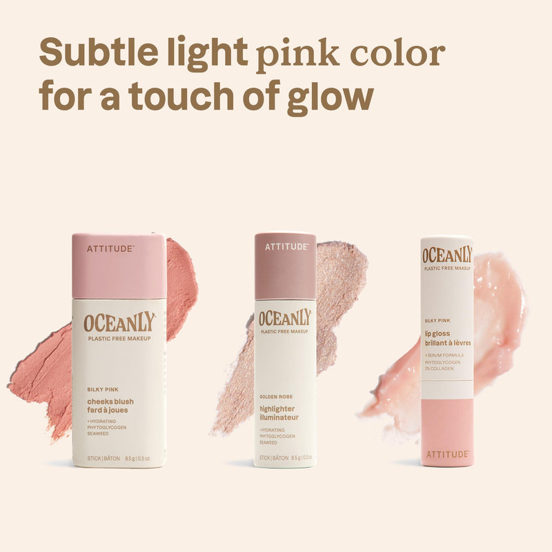 [Australia] - ATTITUDE Silky Pink Makeup Box Set, EWG Verified, Titanium Dioxide-Free, Plastic-free, Plant and Mineral-Based Ingredients, Vegan and Cruelty-free Beauty Products, Set of 3 Makeup Sticks Trio Set 