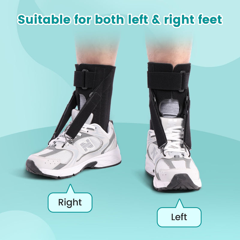 [Australia] - iDonau Foot Lift Brace for Walking with Shoes, Adjustable Foot Lift Splint with 2 Metal Hooks, Ankle Support for Right & Left Black Black 