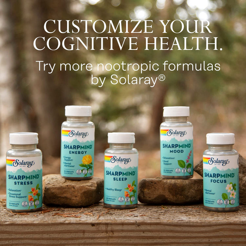 [Australia] - SOLARAY SharpMind, Cognitive Support Formula with Ginkgo Leaf, L-Dopa, Huperzine A & More for Healthy Brain, Mood & Memory Support 60 VegCaps 60 Count (Pack of 1) 