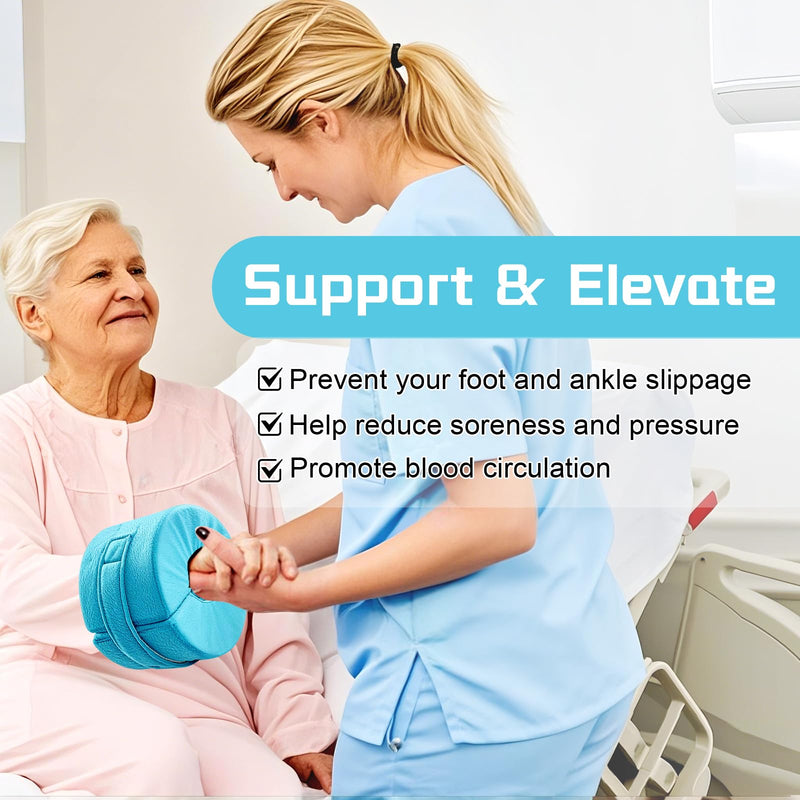 2 PCS Foot Support Pillow, Ankle Foam Cushion with Zipper Removable Cover, Wedge Heel Elevation Pillow for Foot Pressure, Bed Sore Ulcer, Feet Leg Rest and Leg Rest Post Surgery Green