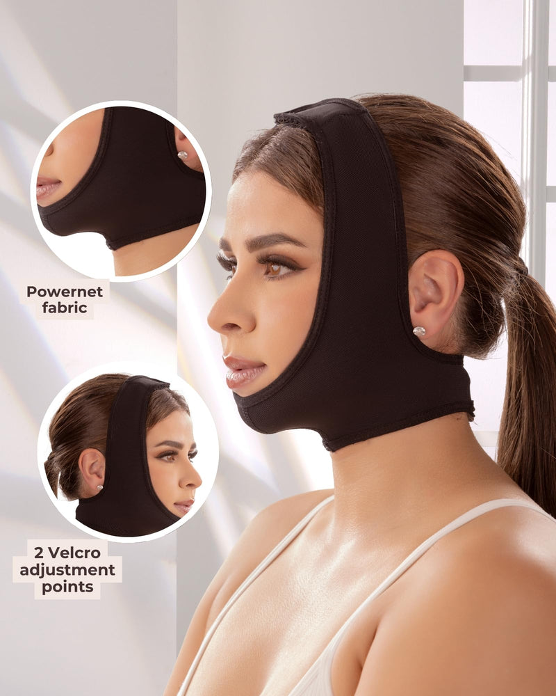 SHAPE CONCEPT Mentonera 318 Powernet Chin Strap for Sleeping Double Chin Reducer High Compression Face Lift Support Medium Black