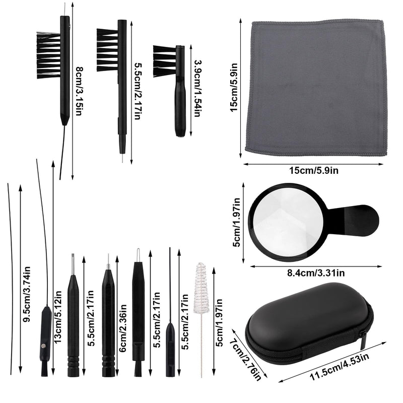 13pcs Hearing Aid Cleaning Kit, Include Brushes Magnifier Ventilation Rod Cloth Case and More, Hearing Aid Accessories for Headset Earbuds Earphones