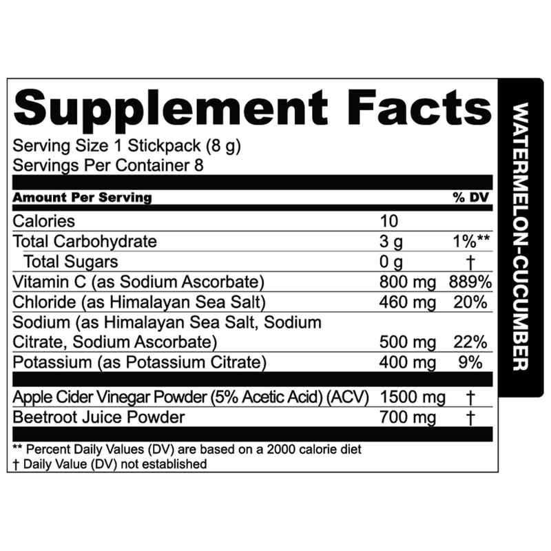 Essential Elements Hydration Packets - Watermelon Cucumber Pack - Sugar Free Electrolytes Powder Packets - 25 Stick Packs of Electrolytes Powder No Sugar - Hydration Drink - with ACV & Vitamin C 25 Servings (Pack of 1)